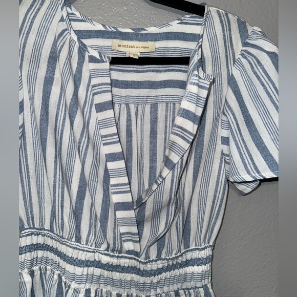 Monteau Los Angles Size Small, Blue and White Stripe Dress - Picture 2 of 6